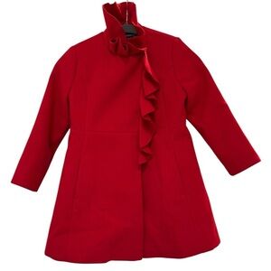 Vintage Rothschild Red Felt Girl’s Coat Ruffle Collar